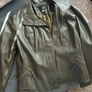KUT brand leather jacket! Olive green color and a satin inside lining!